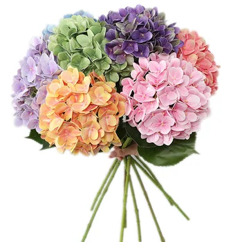 5vnt Nekilnojamojo Touch Hydrangea Gėlių Filialas PU 3D Spausdinimo Poveikis Hydrangea Kamieninių Vestuvių Namų dekoro Dirbtinės Gėlės