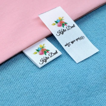 Custom siuvimo etiketės, Prekės ženklų, Gėlės, Medvilnės juostelė etikečių, Rankų darbo etiketes (FR081)