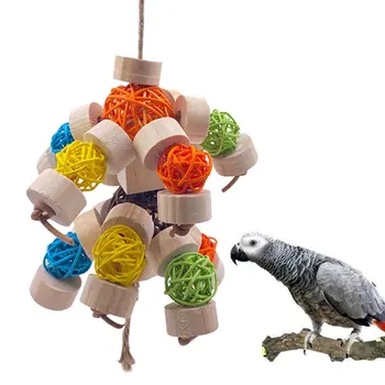 Paukščių Kramtyti Žaislas Blokuoti Mazgų Ašarojimas Žaislas Įvairiaspalvis Rotango Kamuolys Papūga Kramtyti Žaislas Aras Cokatoos Afrikos Pilkoji Papūga