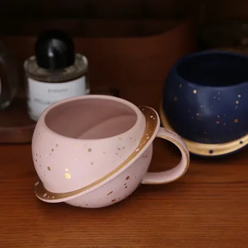 Žvaigždės formos keramikos puodelis aukso žvaigždė kavos puodelis vandens, puodelis rožinė, mėlyna spalva